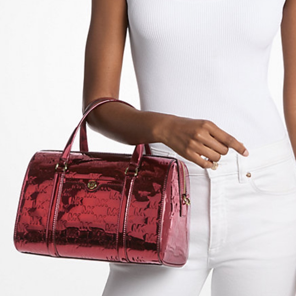 MICHAEL KORS Jet Set Medium Metallic Logo Debossed Satchel
Cherry
NWT - Picture 5 of 16